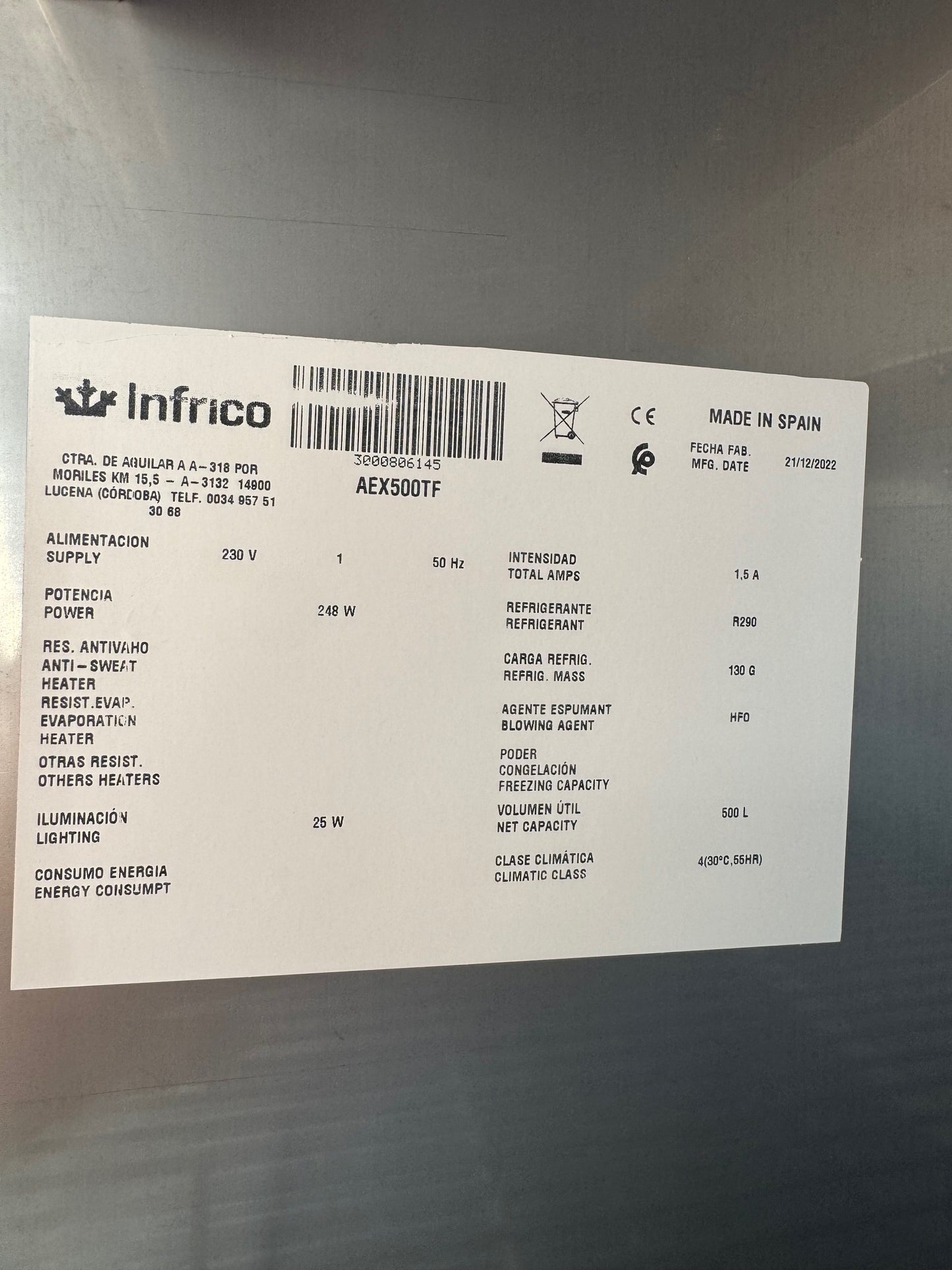 ARMOIRE FROIDE VITREE - DI-0015178