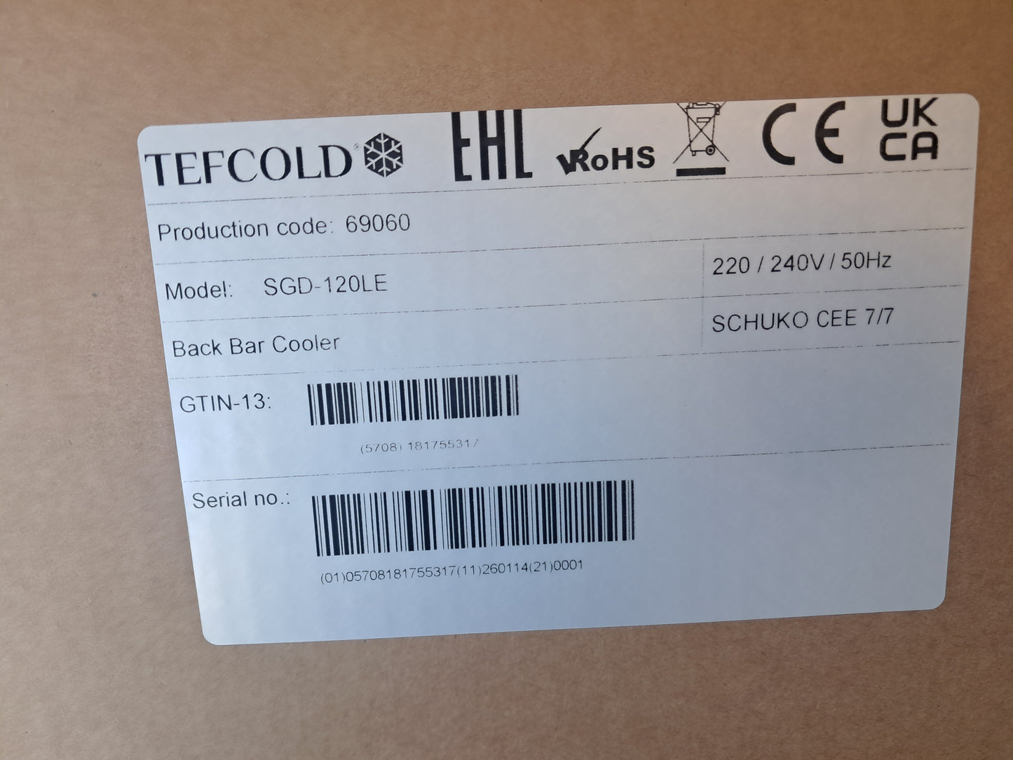 REFROIDISSEUR DE FUT - SGD-120LE - PF-0063877