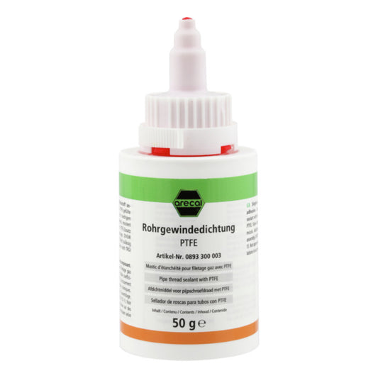 Arecal produit d'étanchéité pour filetage gaz avec PTFE, blanc, 50 ml