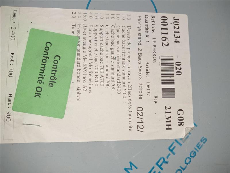 PLONGE STAND. 2 BACS 6X5X3 A DROITE - MAR0047885