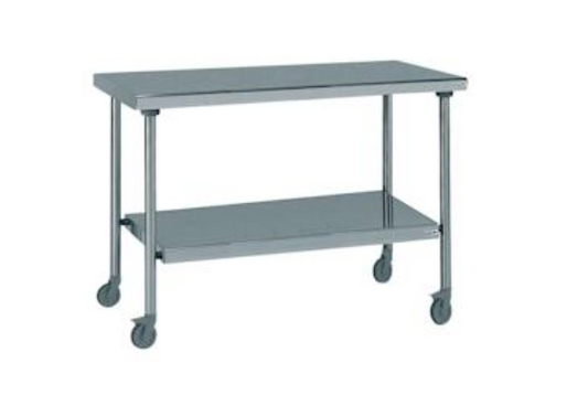 TABLE CENTRALE SUR ROULETTES + ETAGERE - 1400X700 - DI-0019887